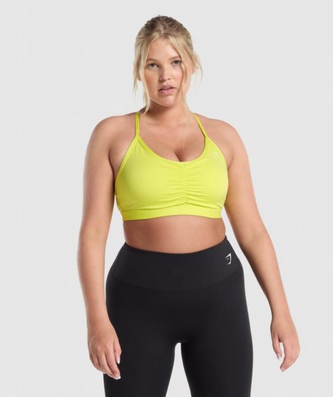 Women's Gymshark Ruched Sports Bra Yellow | NZ 6UDGER